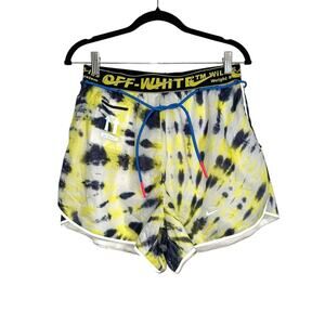 Off White x Nike Technical Tie Dye Reflective Black and Yellow Shorts MEDIUM